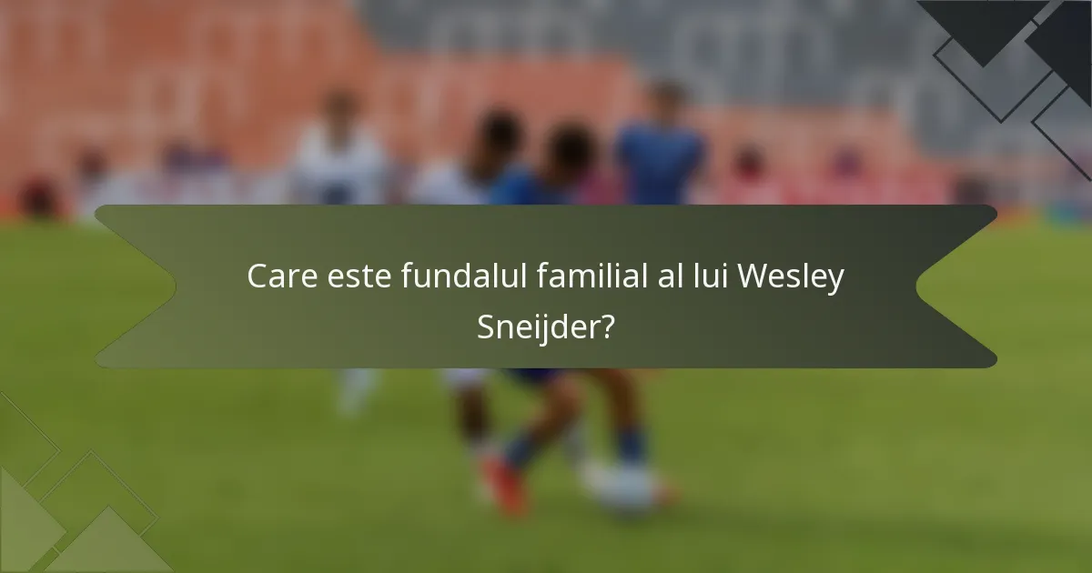Care este fundalul familial al lui Wesley Sneijder?