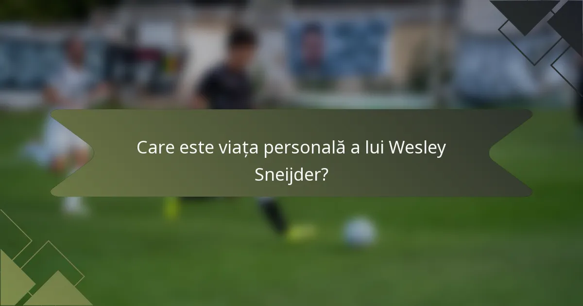 Care este viața personală a lui Wesley Sneijder?