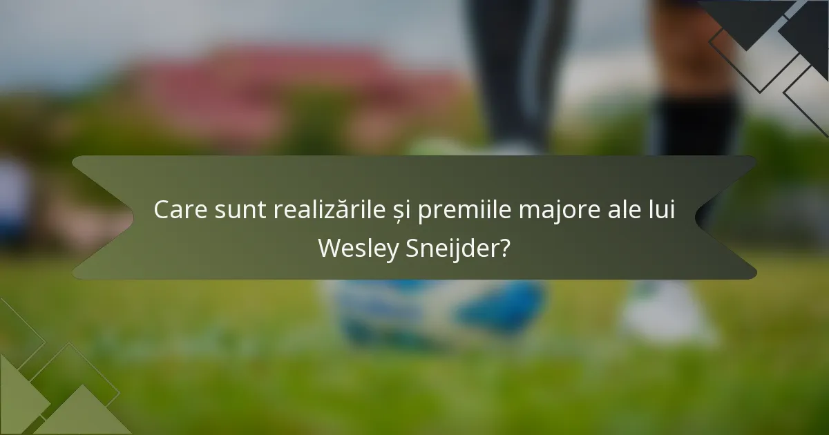 Care sunt realizările și premiile majore ale lui Wesley Sneijder?