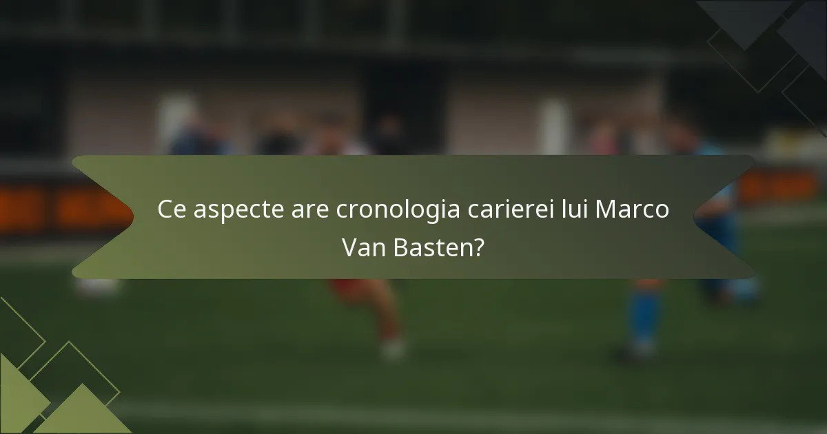 Ce aspecte are cronologia carierei lui Marco Van Basten?