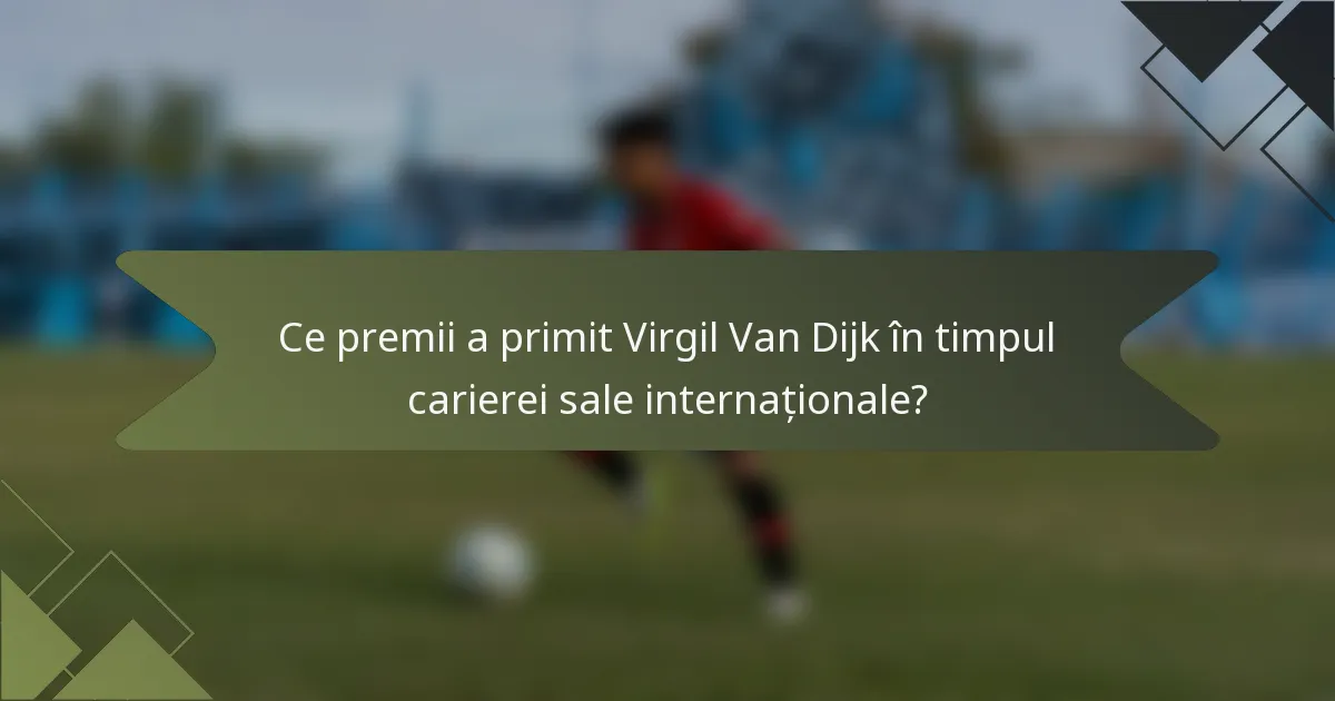 Ce premii a primit Virgil Van Dijk în timpul carierei sale internaționale?