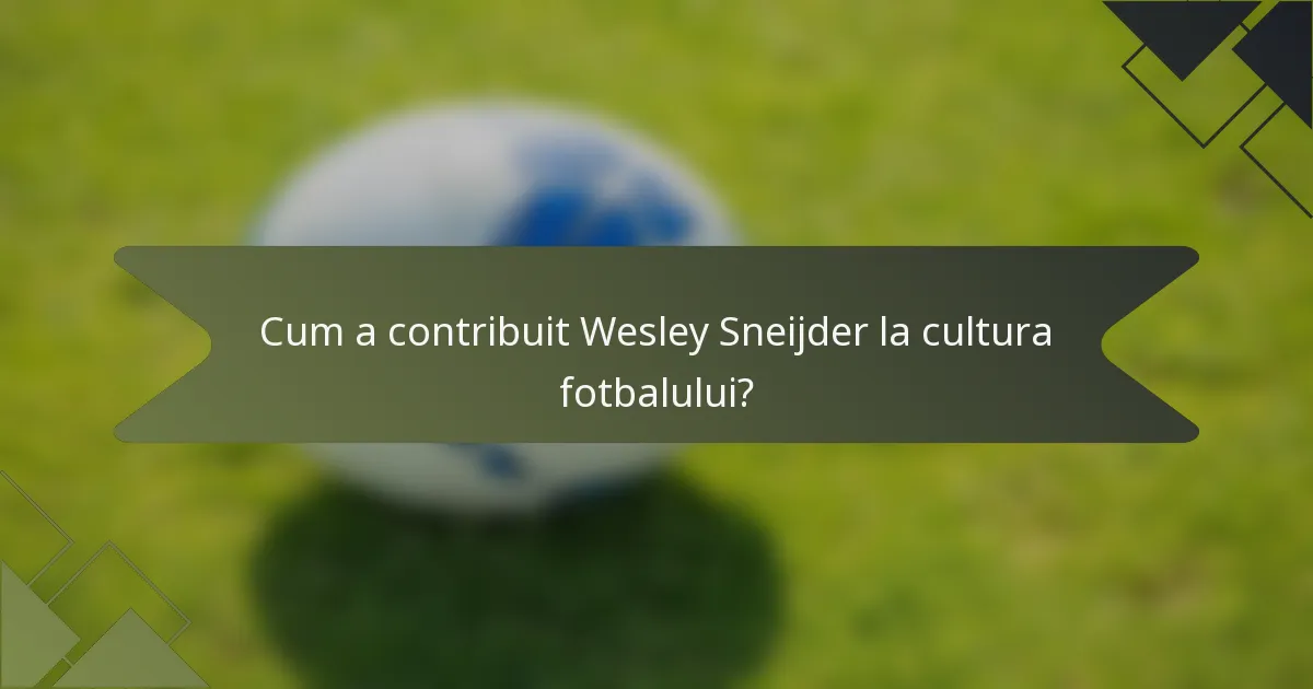 Cum a contribuit Wesley Sneijder la cultura fotbalului?